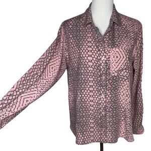 Velvet Heart 100% Rayon Button Down Shirt Sz Med